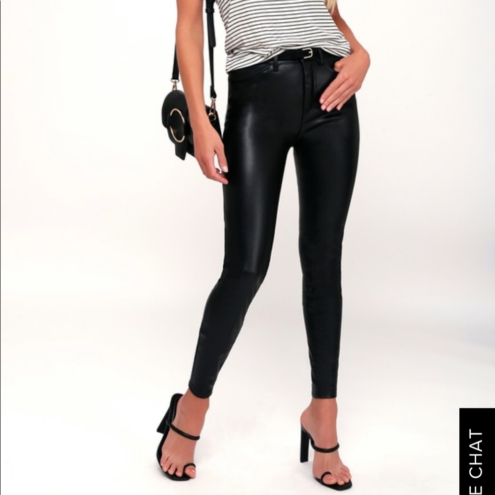 FREE PEOPLE :HIGH RISE VEGAN LEATHER Skinny Pants